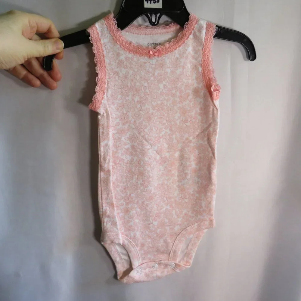 Baby Peach Floral Bodysuit 100% cotton 6mts Carters